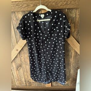 Black Polka Dot V-Neck Dress